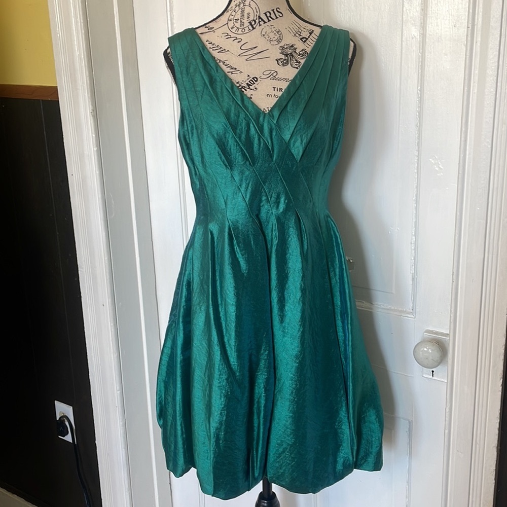 Vintage Emerald Satin Bubble Dress | Size 8 US - Picture 11 of 12
